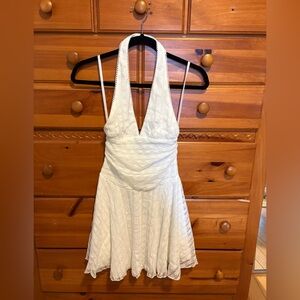 Francesca's Collections White Backless Halter Dress